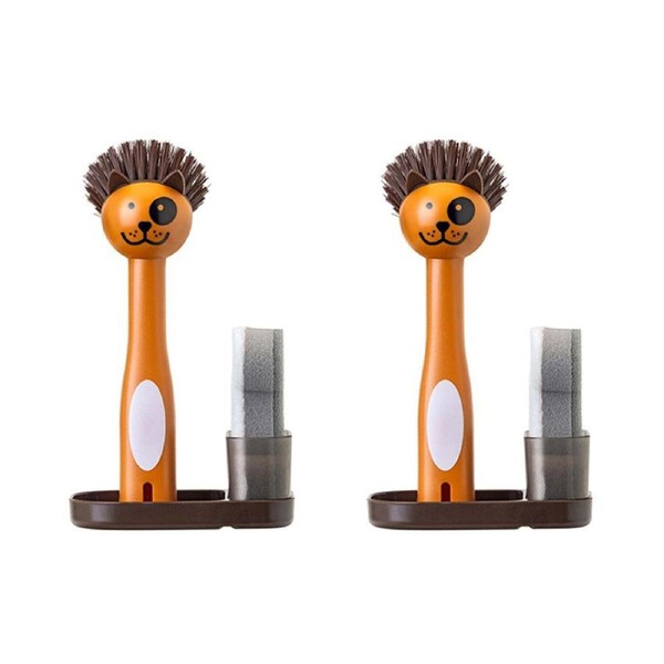2x 3pc Vigar Pets Club Dog Sink Caddy Dish Brush/Scourer w/ Tray Cleaner Set