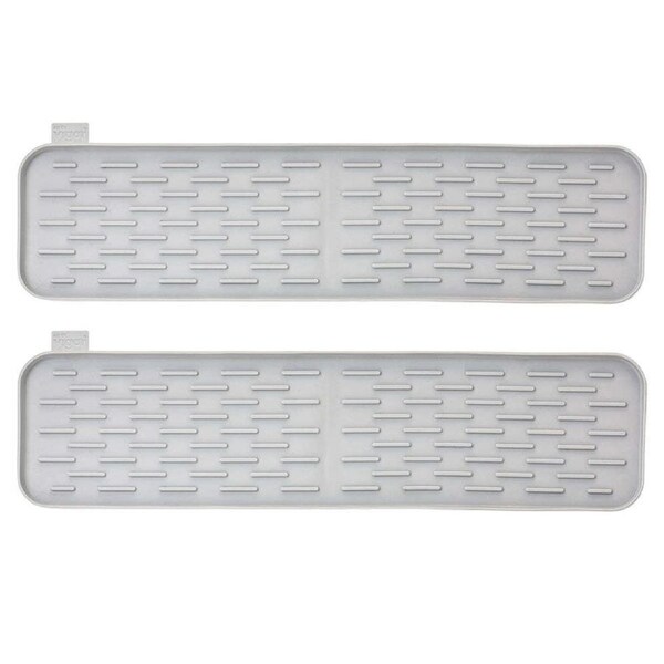 2x Vigar Rengo 40x10cm Anti-Slip Foldable Silicone Dish Drying Glassware Mat GRY