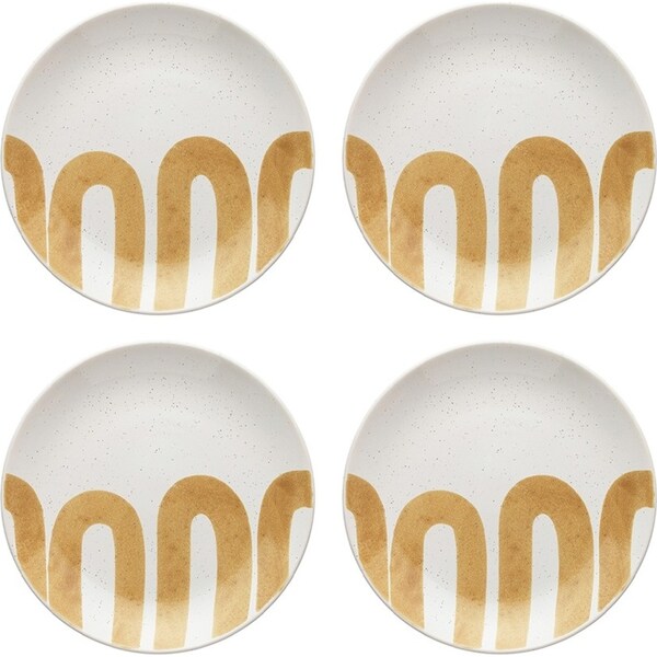 4x Ecology Nomad Stoneware Round Entree Serving Glazed Side Plate 21cm Amber