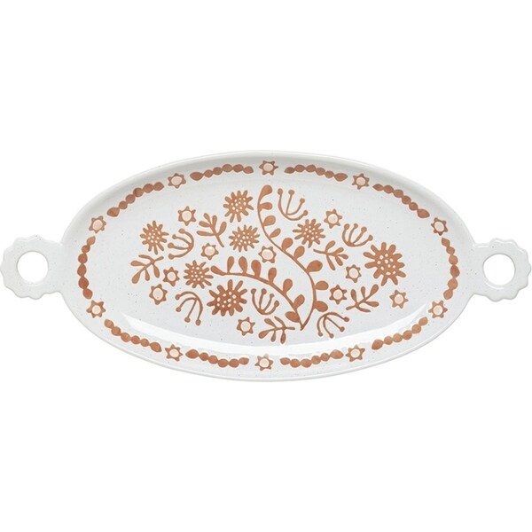 Ecology Nori Stoneware Loop Food Serving Platter/Dish w/Handles Red 18x41cm