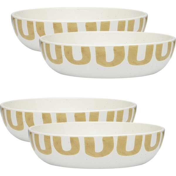 4x Ecology Nomad Stoneware Round Dinner Serving Glazed Food Bowl 22x5.5cm Amber