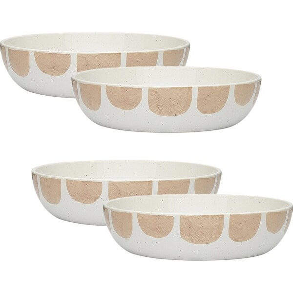 4x Ecology Nomad Stoneware Round Dinner Serving Glazed Food Bowl 22x5.5cm Blush