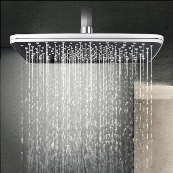 ACA Chrome 12" Rain Rectangle Shower Head Rose ABS Plastic Overhead WELS