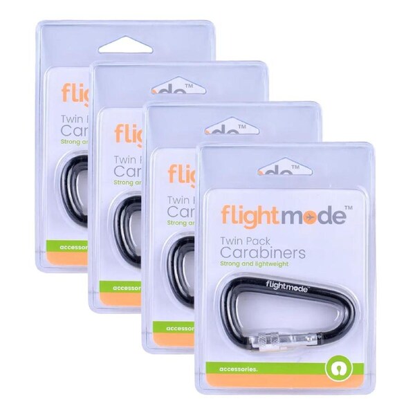 8x Flightmode 20kg Capacity 66mm Carabiner Universal Travel Clip Buckle Asst