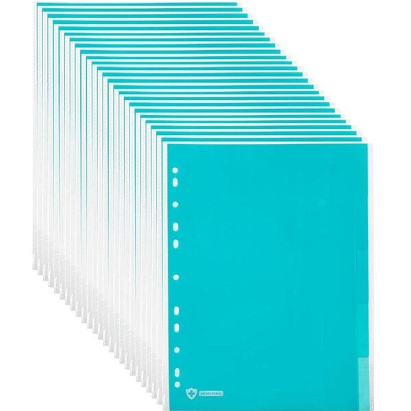 Marbig Professional PP Dividers 5-Tab A4 Antimicrobial Blue 25 Pack Sets