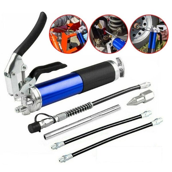 Grease Gun Pressure Pistol Grip Dual Flow 7000PSI Flex Hose Industrial Quality