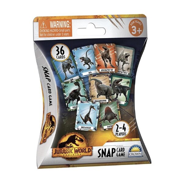 Crown Jurassic World: Dominion Snap Kids/Children's Tabletop Fun Card Game 3yrs+