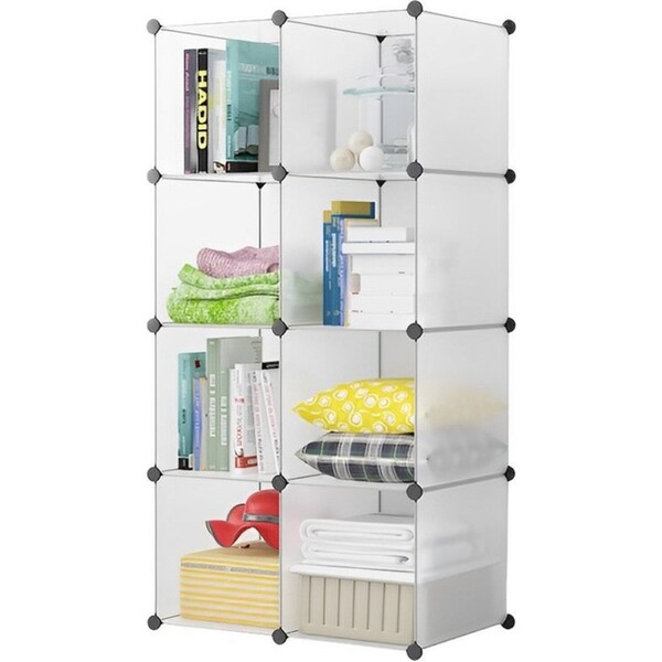 SOGA 8-Cube Transparent Shelf Box Portable Cubby DIY Storage Shelves Modular Closet Organiser