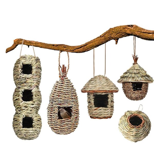 Bird Nest Breeding Nest Bed Box Grass Weave Canary Finch Budgie House - 5pcs
