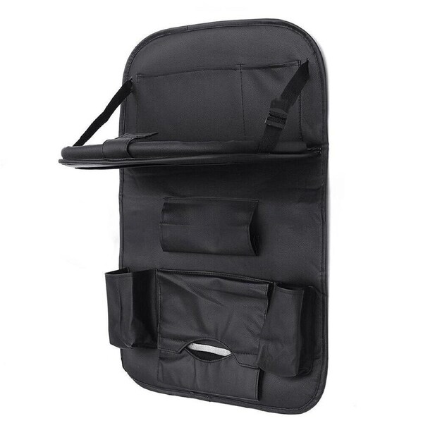 Foldable Car Seat Organiser Back Leather Travel Storage Bag iPad Table Tray