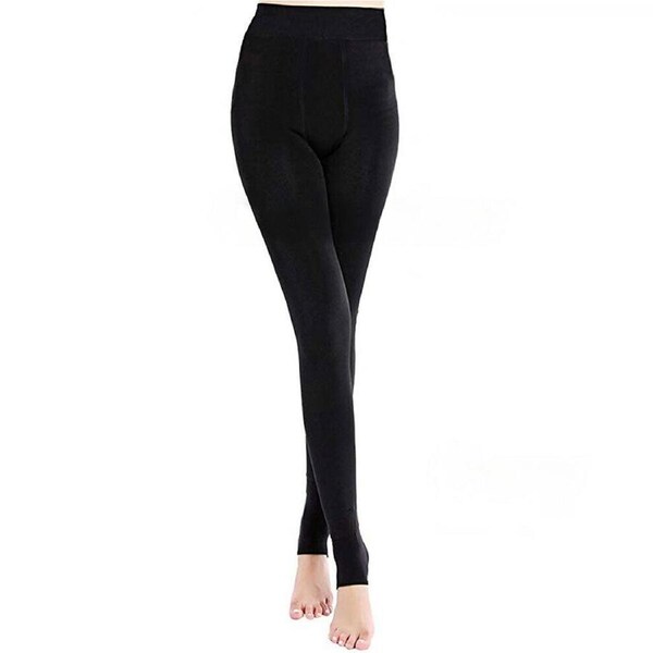 Women Warm Winter Leggings Thick Fleece Skinny Stretch Fit Trouser Pants - Black