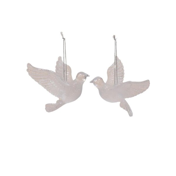 Acrylic Dove Ornament Clear 2 Assorted 10cm