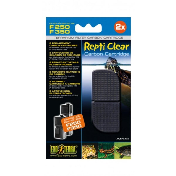 Repti Clear Carbon Cartridge 2 Pack Replacement for the F250/F350 Filter by Exo Terra
