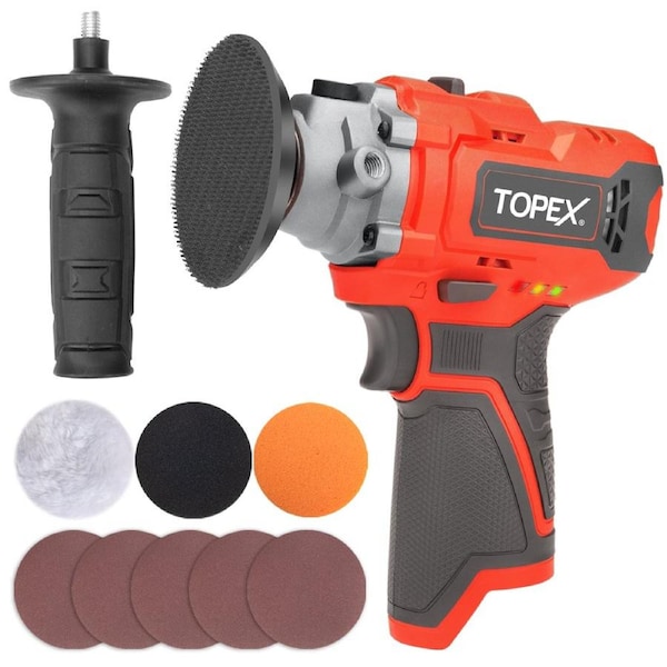 TOPEX 12V Cordless Polisher 3" Mini Car Detailing Buffer & Sander Skin Only without Battery