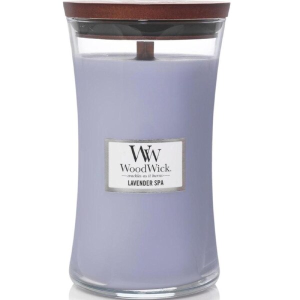 Woodwick Lavendar Spa Large Candle Crackles As It Burns 610G Hourglass