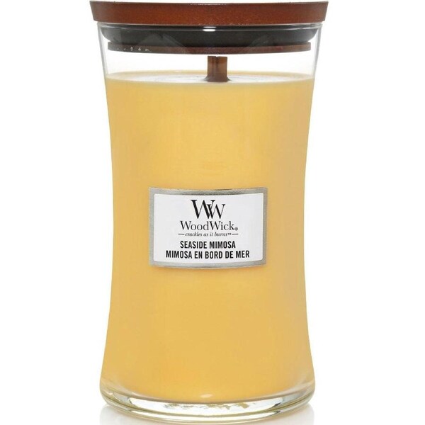 Woodwick Seaside Mimosa Large Candle Crackles As It Burns 610G Hourglass
