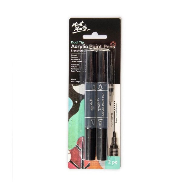 Mont Marte Acrylic Paint Pens Dual Tip - Black