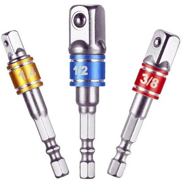 Socket Adaptor Set Driver Hex Shank Drill Bits 1/2" 1/4" 3/8" Impact Driver