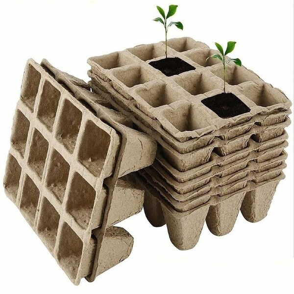 10pcs 12Hole Biodegradable Paper Seedling Pots Seed Tray Starting Garden Nursery