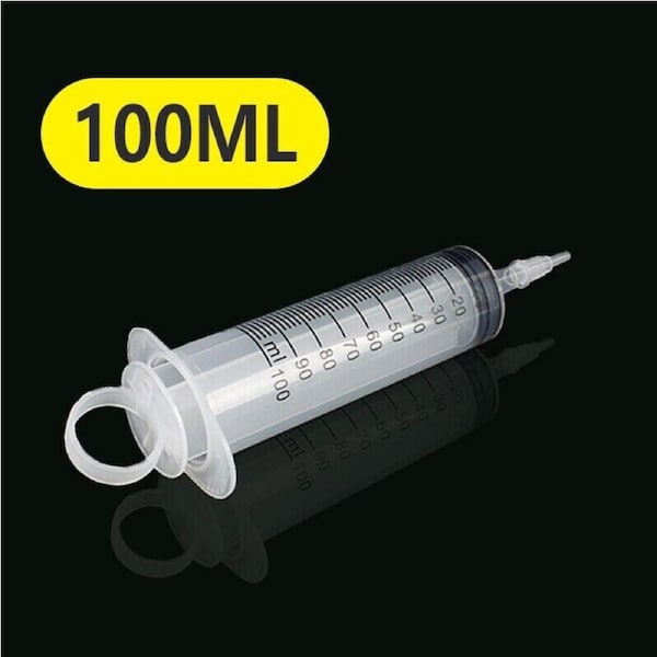 2pcs Reusable Plastic Syringe Big Large Hydroponics Nutrient Measuring 100ml
