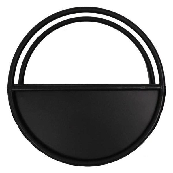 Premium Floating Half Moon / Semi Circle Metal Wall Planter - Onyx Black 35cm