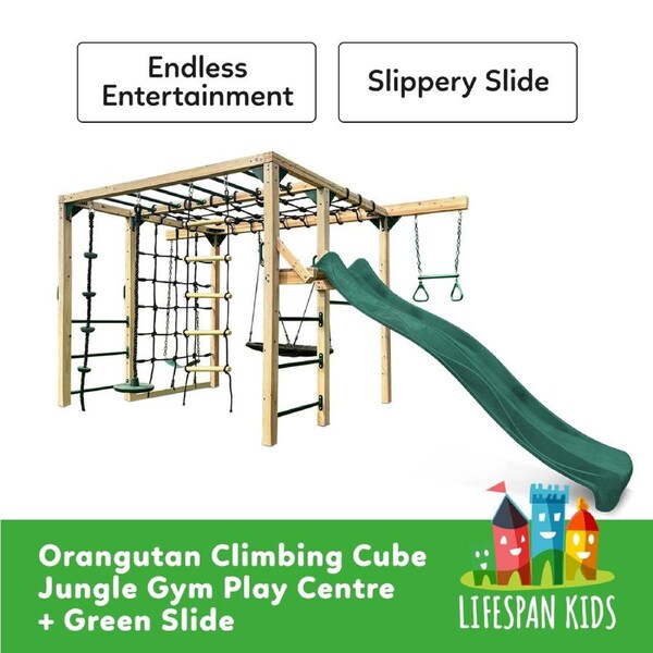 Lifespan Kids Orangutan Climbing Cube Jungle Gym Play Centre + Green Slide