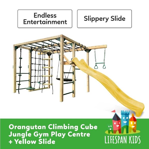 Lifespan Kids Orangutan Climbing Cube Jungle Gym Play Centre + Yellow Slide