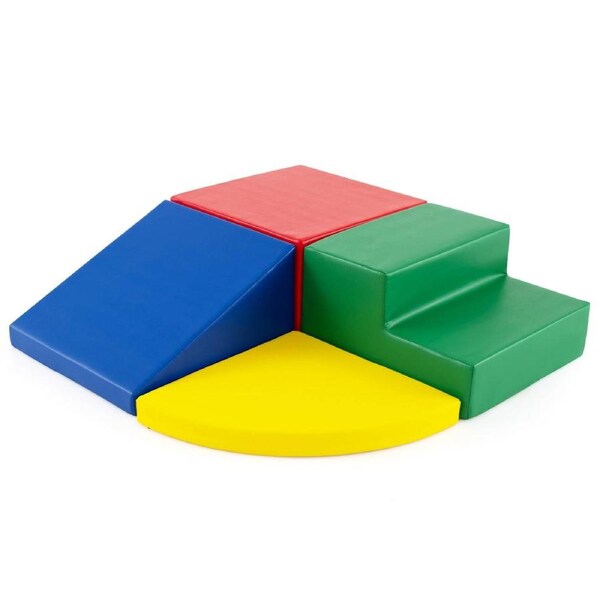 Costway Large Soft Blocks Climber & Crawl Foam Playset Indoor Play Set Gift 4PCS Red