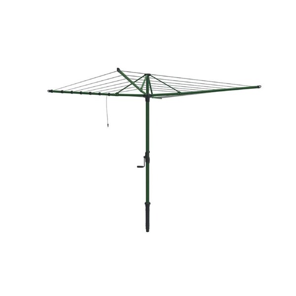 Hills 7 Line Rotary Steel Clothesline Outdoor 48m Drying Space Cottage Green