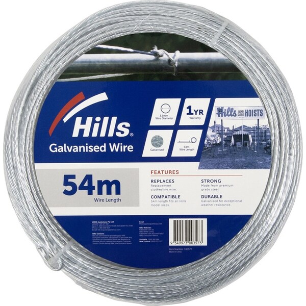 Hills 54m Galvanised Steel Wire 3.5mm For Traditional Style Clothesline
