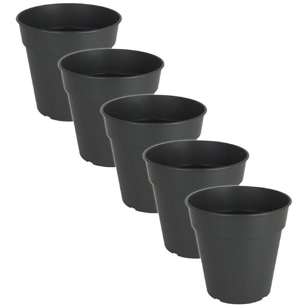 5x Artevasi Madagascar Plastic Indoor/Outdoor Garden Pot 19x18.2cm Anthracite
