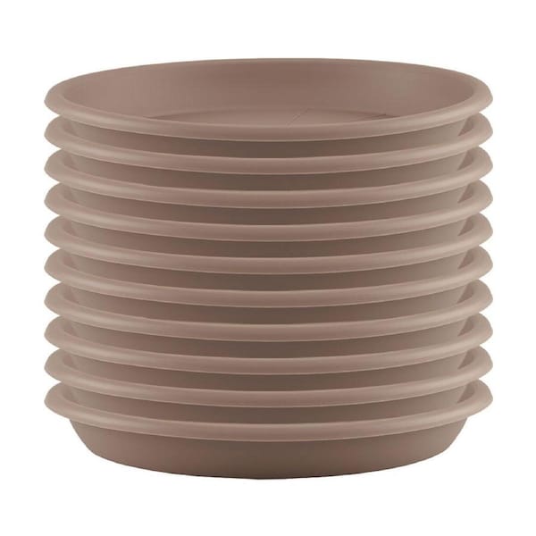 10x Artevasi Round Plastic Indoor/Outdoor Garden Saucer For Pot 18x2.8cm Taupe