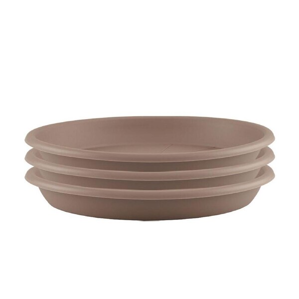 3x Artevasi Round Plastic Indoor/Outdoor Garden Saucer For Pot 40x5.1cm Taupe