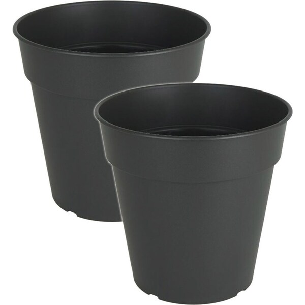 2x Artevasi Madagascar Plastic Indoor/Outdoor Garden Pot 35x33.5cm Anthracite