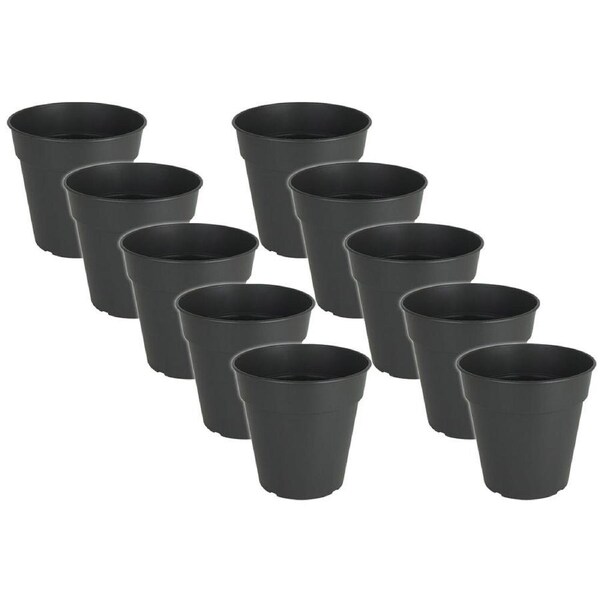 10x Artevasi Madagascar Plastic Indoor/Outdoor Garden Pot 15x14.2cm Anthracite