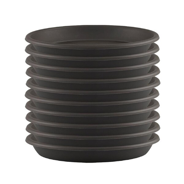 10x Artevasi Round Plastic Indoor/Outdoor Saucer For Pot 9.5x1.5cm Anthracite