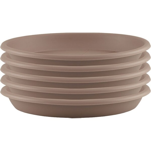 5x Artevasi Round Plastic Indoor/Outdoor Garden Saucer For Pot 30x4.3cm Taupe