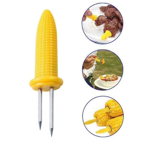 10x Corn Cob Holders Skewers Barbecue Fork Fruit Holder BBQ Kitchen Accessories