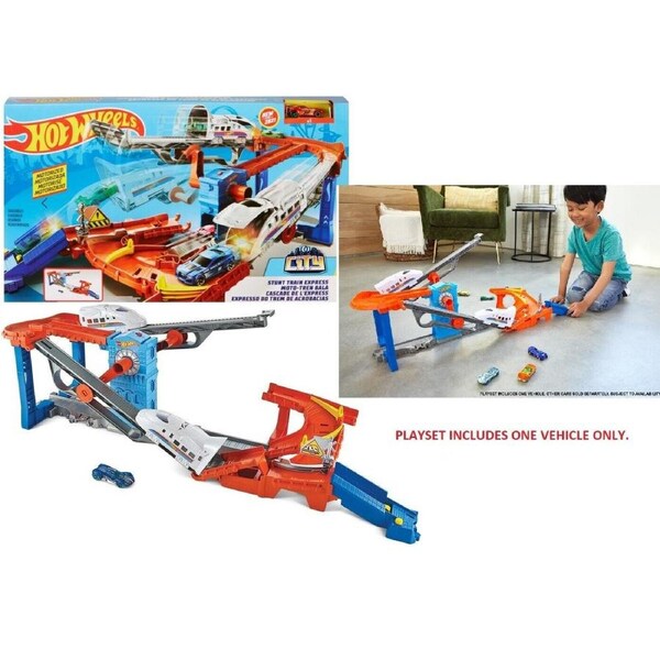 Hot Wheels Stunt Train Express Track Ages 5+ Toy Car Play Race Moto Shuttle Fun