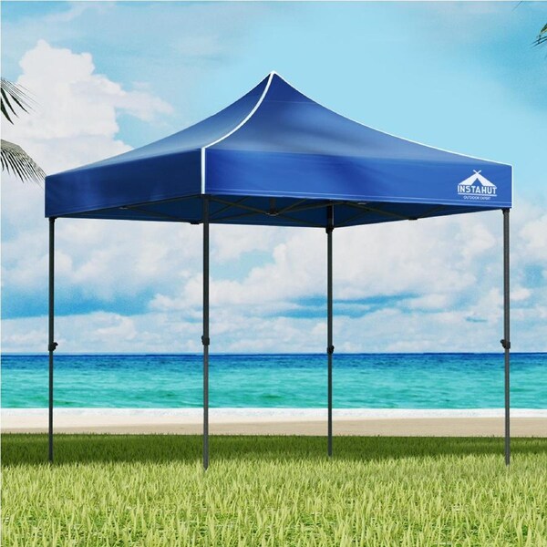 3x3m Gazebo InstaHut Pop Up w/Base Podx4 Marquee Folding Outdoor Wedding Camping Tent Shade Canopy Blue