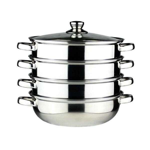 4 Tier Stainless Steel Steamer Meat Vegetable Cooking Steam Pot Kitchen Tool