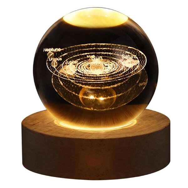 Solar System Night Light Glowing 3D Engraved Crystal Ball