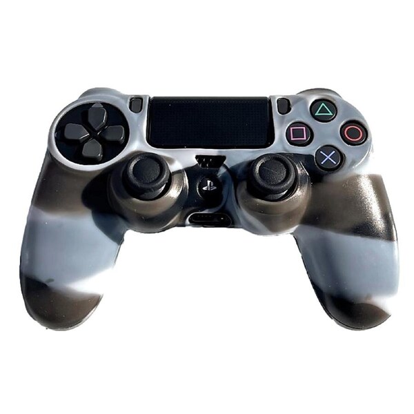 Silicone Cover For PS4 Controller Case Skin - Glossy Grey/Brown Swirls