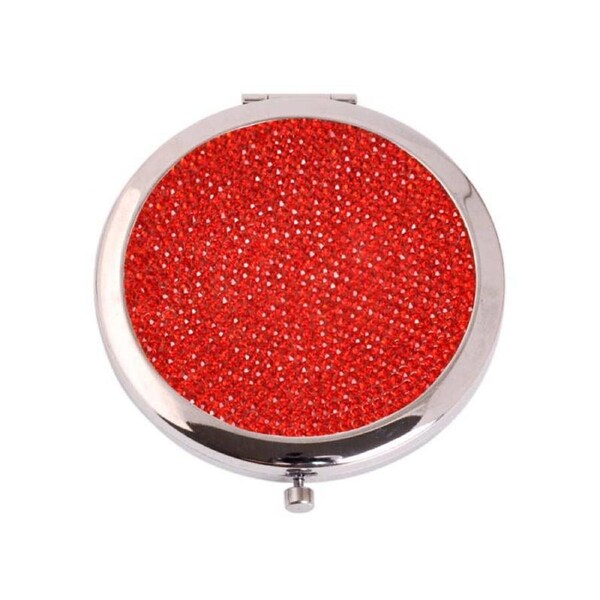 Nevenka Rhinestone Magnifying Compact Makeup Mirror 2X/1X Mirror-Red