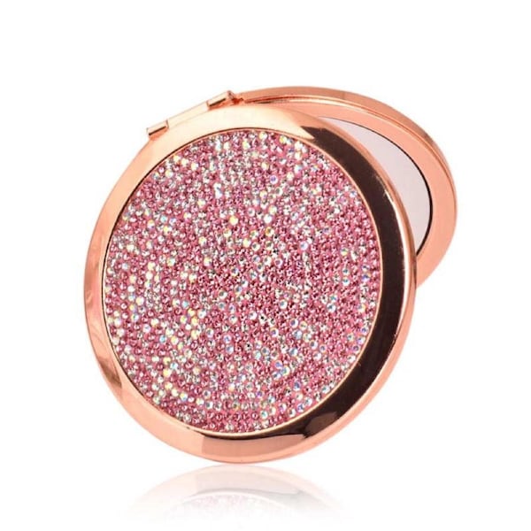 Nevenka Rhinestone Magnifying Compact Makeup Mirror 2X/1X Mirror-Pink