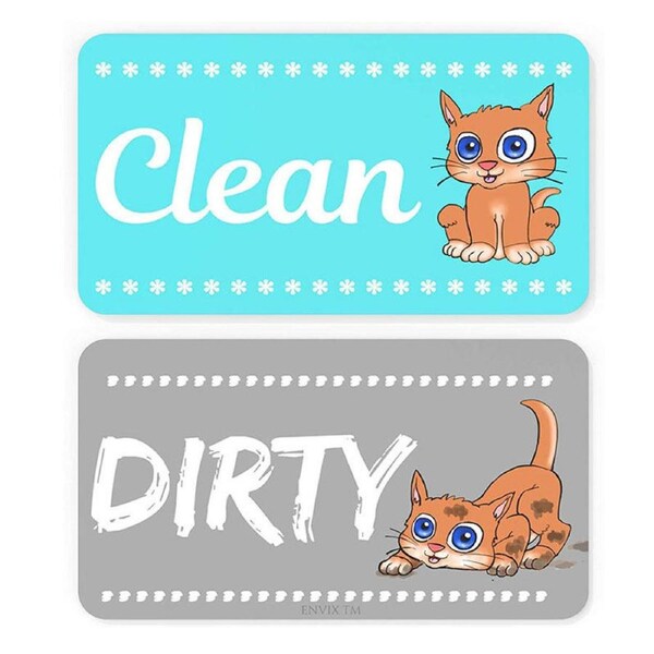 Nevenka Dishwasher Magnet Clean Dirty Sign Indicator For Kitchen-Cute Cat
