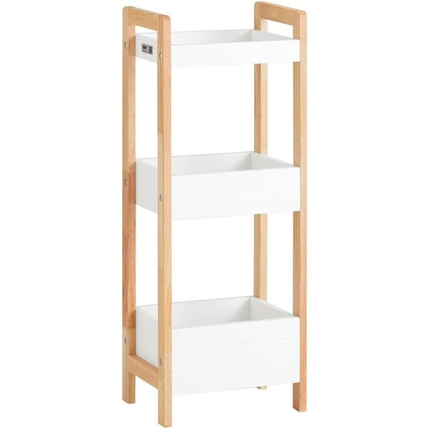 3-Tier Bathroom Shelf, White Storage Shelf, Organizer Shelving Unit