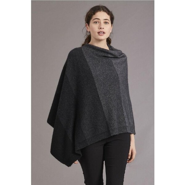 McDonald Possum Merino Ombre Womens Poncho -Black/Charcoal/Pewter