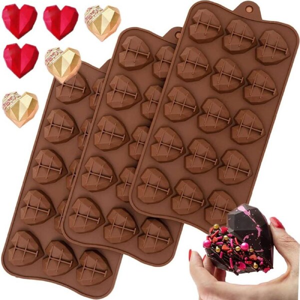 5 Pack 15 Cavity Heart Silicone Chocolate Mold DIY Cake Molds Kitchen Ice Cubes