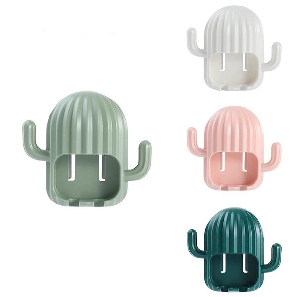 4Pcs Toothbrush Holder Wall Mounted Creative Cactus Toothbrush Organizer Rack